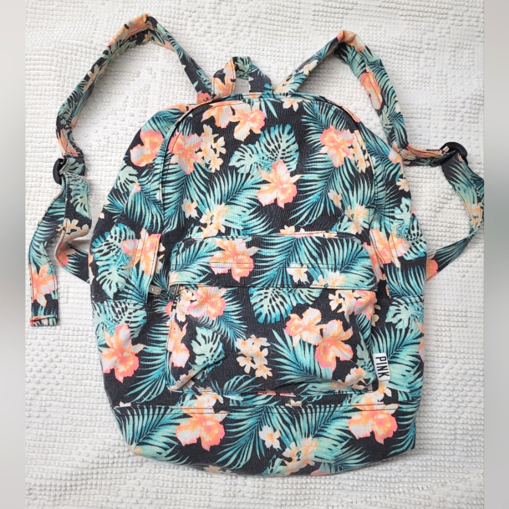 PINK Victoria's Secret Floral Maui Tropical Distressed Backpack